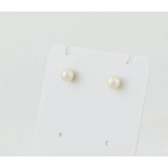 14k Yellow Gold 5mm Freshwater Pearl Earrings Stud Post Small 1/4" - Picture 5 of 9